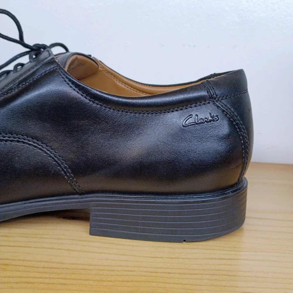 Men's Clarks Tilden Walk‎ Lace-Up Oxfords Shoes Black Leather Square Toe Sz 14 M